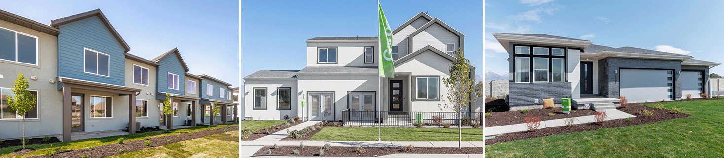 Image of a header with three different move-in ready homes designs.